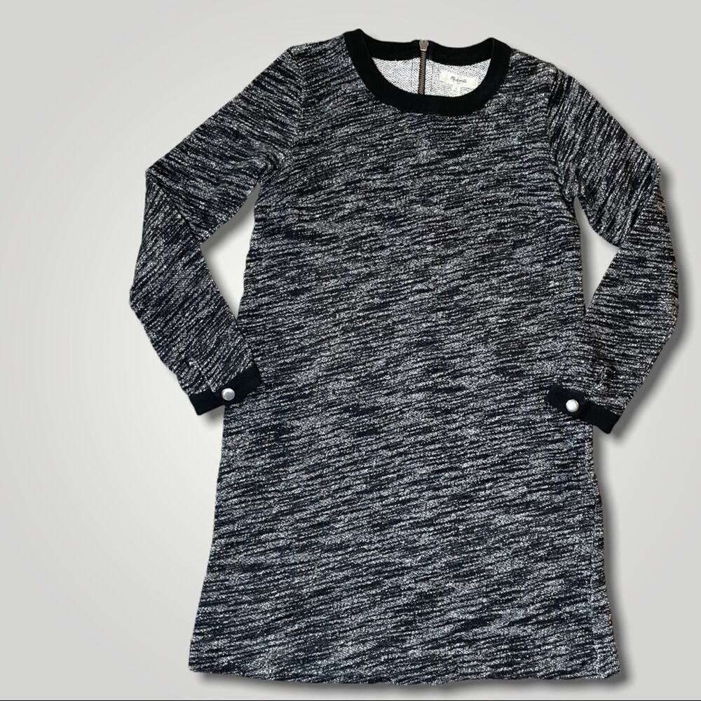 MADEWELL 100% COTTON SWEATSHIRT DRESS LONG SLEEVE - BLACK WHITE - S